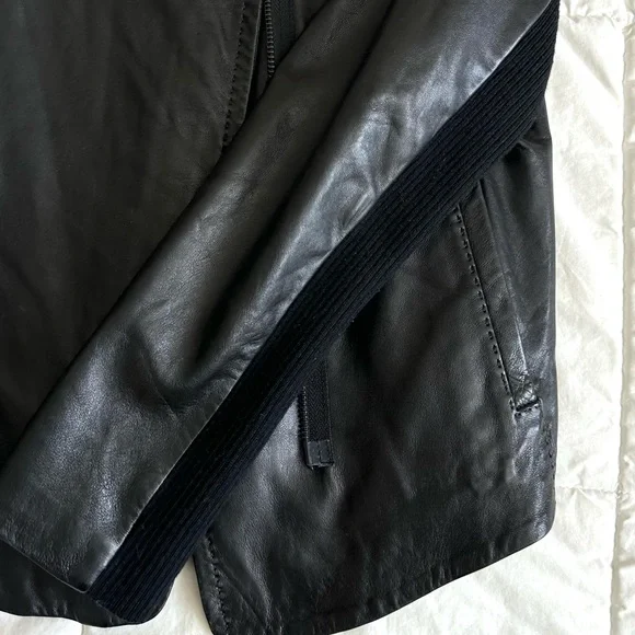 VINCE WOMEN’S LEATHER MOTO JACKET Asymmetrical Zip Fitted Size/M~ Orig. $1195 - Picture 7 of 13